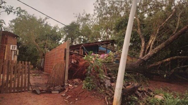 Tormenta en Iguazú dejó a una familia atrapada en su casa por la caída de arboles y cables.
