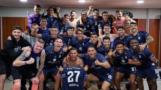 El festejo de Talleres tras ganarle a Platense. Y con la salvación al alcance de la mano (Prensa Talleres).