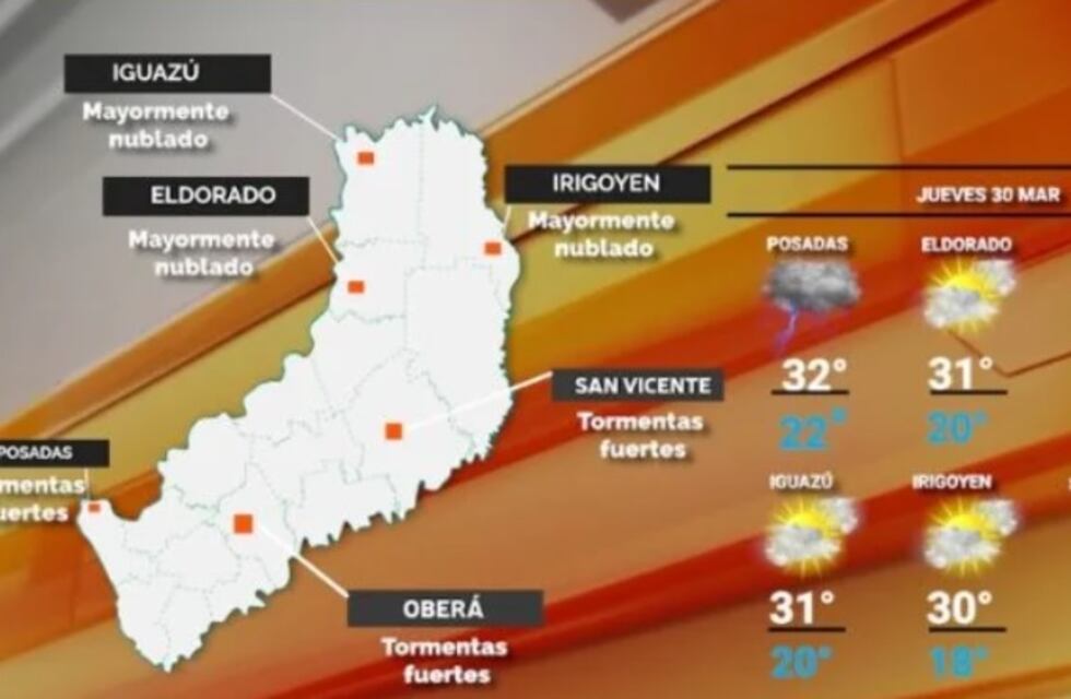 Jueves con tiempo inestable y llegada de tormentas a la provincia