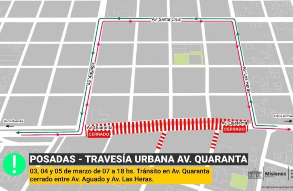 Por obras de Travesía Urbana, habrá interrupción del tránsito en avenidas de Posadas