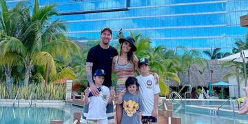 Lionel Messi de vacaciones en Miami junto con su esposa Antonela Roccuzzo y sus hijos Thiago, Mateo y Ciro.
