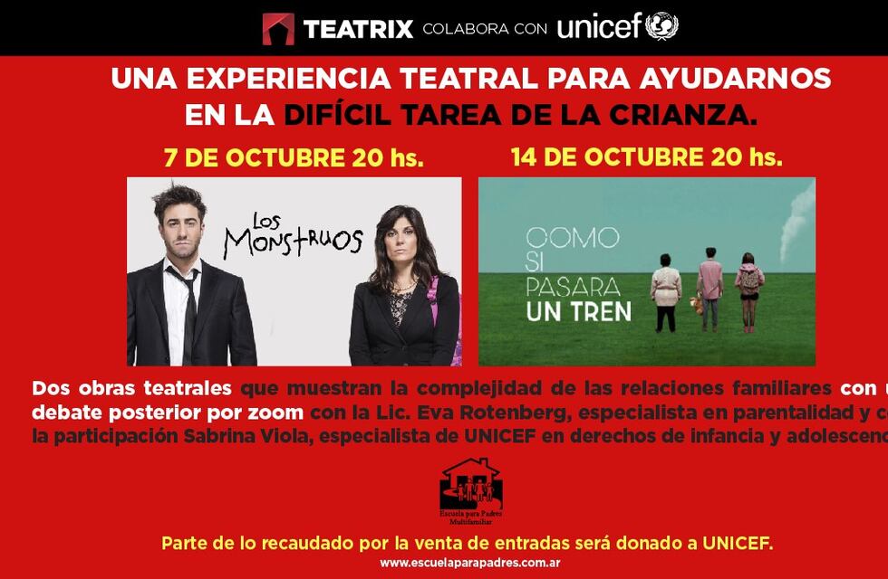 Teatrix, la experiencia teatral a beneficio de UNICEF para reflexionar sobre el desafío de ser madres y padres
