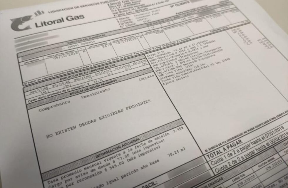 Las facturas de Litoral Gas comenzarán a llegar de forma mensual