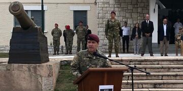 Paleo, durante su discurso de despedida como Jefe de la Fuerza de Despliegue Rápido del Ejército Argentino, realizada en Córdoba\u002E