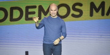 Horacio Rodríguez Larreta en el bunker de Juntos por el Cambio\u002E (Foto: Federico López Claro)