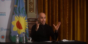 Conferencia de prensa Horacio Rodríguez Larreta y Axel Kicillof\u002E (Foto: Clarín)