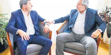 Sergio Uñac y Alberto Fernández durante su último encuentro\u002E