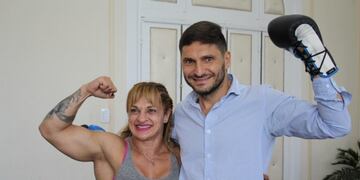 Maximiliano Pullaro practicó boxeo con Locomotora Olivares