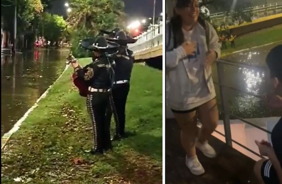 Insólito: le pidió casamiento en medio de las calles inundadas por la tormenta