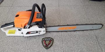 La motosierra en cuestión terminó secuestrada por al policía\u002E (Min\u002E Seguridad)