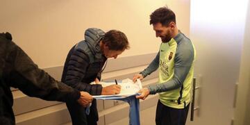 Lange con Messi en Barcelona