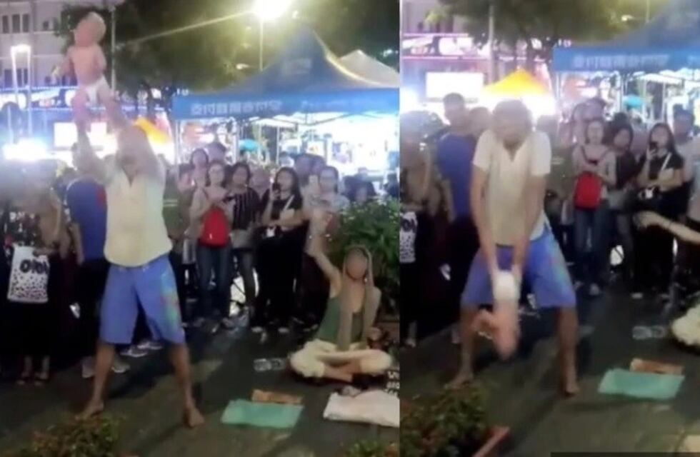 Arrestaron a una pareja de viajeros que revoleaba a su bebé a cambio de plata "a la gorra"