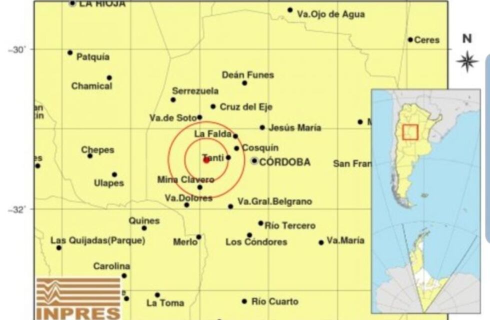 El sismo fue de 3.4 y su epicentro fue a pocos kilómetros de Carlos Paz