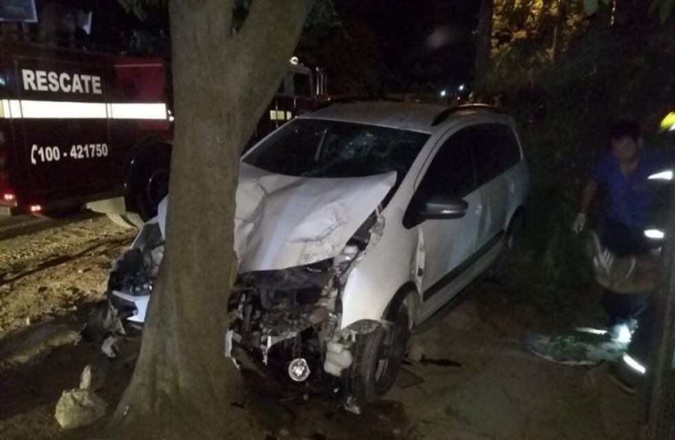 Un auto chocó contra un árbol