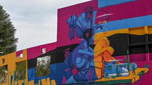 La obra fue ejecutada por el reconocido muralista El Cape, y recibe a quienes acceden a la ciudad desde la Ruta 19\u002E