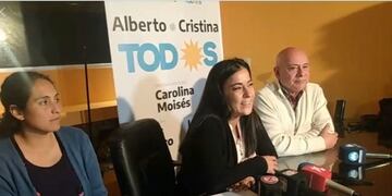 Carolina Moisés en conferencia de prensa, en Jujuy