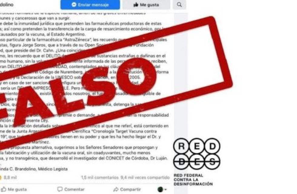 Son falsas las afirmaciones de Chinda Brandolino sobre la vacuna contra el nuevo coronavirus