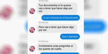 La mujer hizo capturas del chat con \