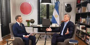 Luis Majul entrevistando al presidente Mauricio Macri