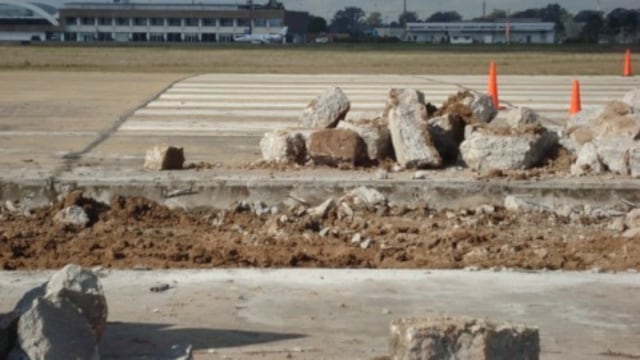 Comienzan las obras de reparaciu00f3n en el aeropuerto Islas Malvinas.