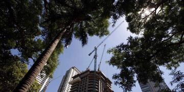 ARGENTINA-PUERTOMADERO/ - Employees work at a construction site in Buenos Aires' Puerto Madero neighborhood January 21, 2009\u002E Despite a global real estate and credit crisis Argentina's luxury enclave Puerto Madero, where glassy towers began sprouting up 10 years ago, is still going strong\u002E Buildings 40 floors tall are in the works along with projects that include shopping centers and store fronts\u002E Picture taken on January 21, 2009\u002E REUTERS/Marcos Brindicci (ARGENTINA) buenos aires  nuevas construcciones en puerto madero edificio edificios nuevos construccion obras nuevos edificios