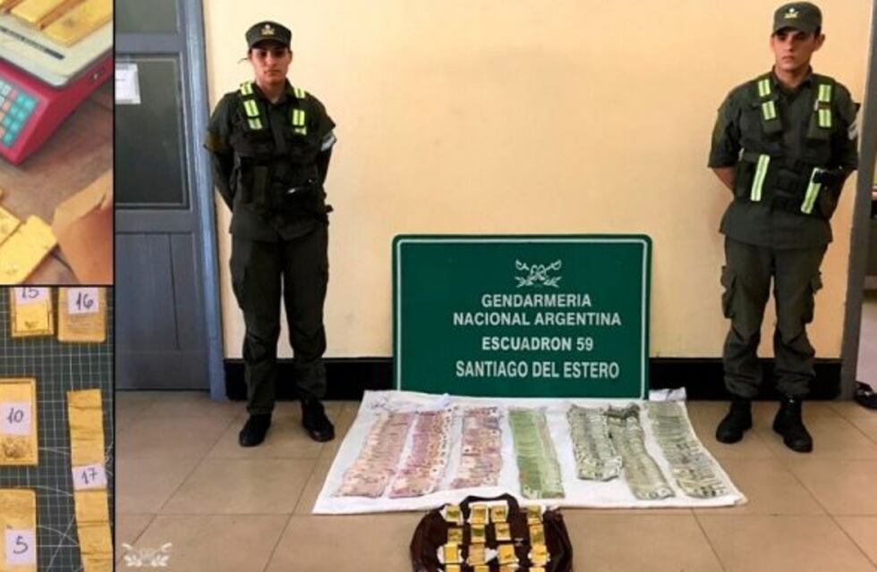 Detuvieron a un hombre con 17 lingotes de oro en un colectivo en Santiago