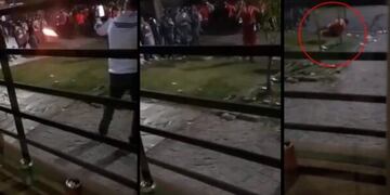 El momento en que la Policía Bonaerense dispara con balas de goma a los hinchas de River\u002E