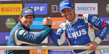 Marcos Ligato (a la derecha) define el título de la primera división del Rally Argentino este fin de semana en Carlos Paz frente a su compañero del Tanto Rally Team, el puntano Miguel Baldoni\u002E