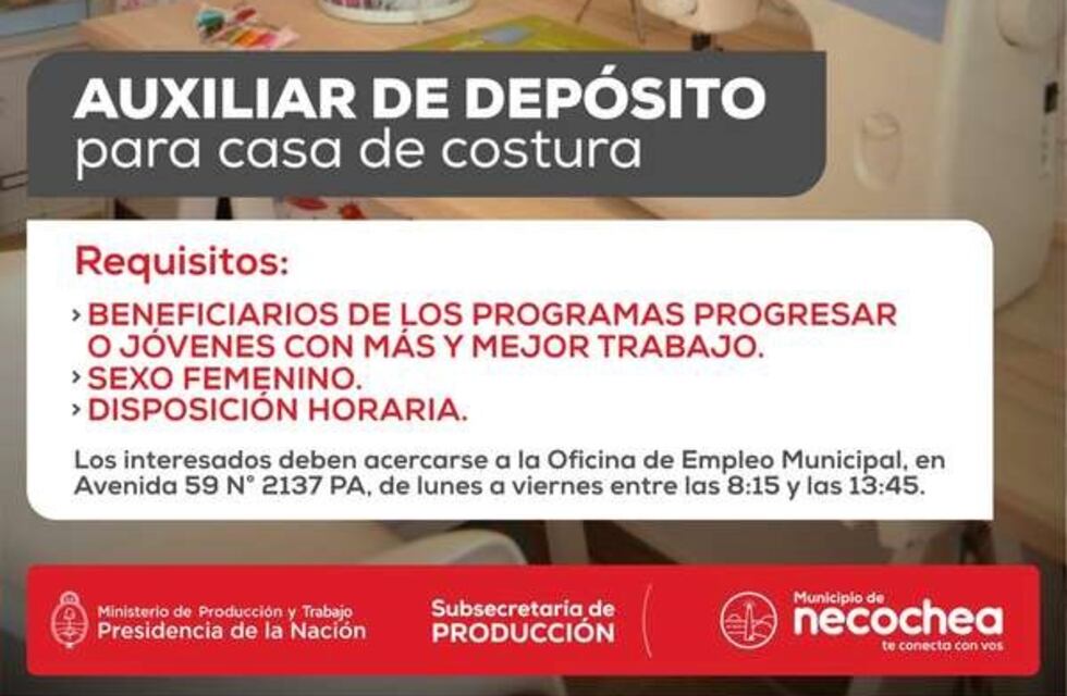 Convocatoria a postulantes para entrenamientos laborales