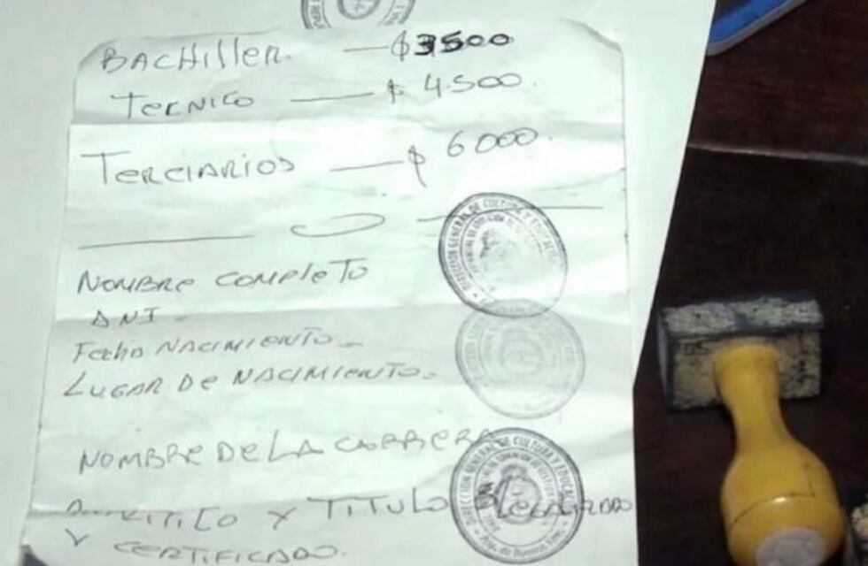 Cayó una banda que vendía títulos truchos de secundarios, terciarios y universidades