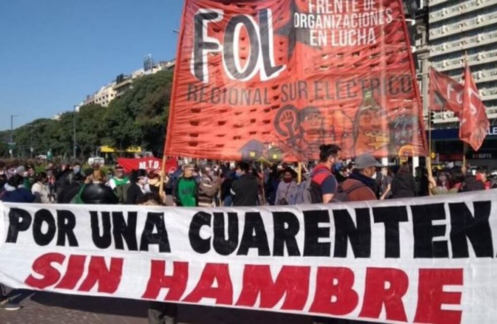 Nueva protesta de movimientos sociales en el Obelisco: reclamaron asistencia alimentaria