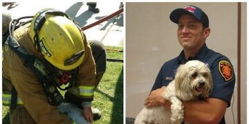 El bombero héroe que le salvó la vida al perrito\u002E