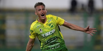 Florencio Varela (Argentina), 23/09/2020\u002E- Ezequiel Romero of Defensa y Justicia celebrates after scoring during a match of Group G of the Copa Libertadores, between Argentina's Defensa y Justicia and Club Olimpia of Paraguay, in Florencio Varela, Argentina, 23 September 2020\u002E (Roma) EFE/EPA/Juan Mabromata / POOL