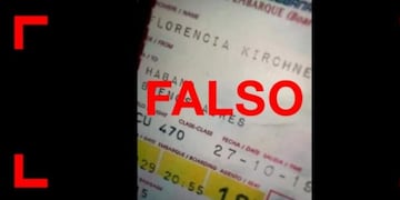 Es falso el pasaje de avión que muestra que Florencia Kirchner viajó a la Argentina el 27 de octubre último\u002E (Reverso)