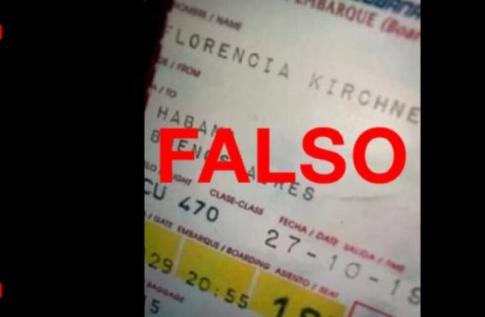Es falso el pasaje de avión que muestra que Florencia Kirchner viajó a la Argentina el 27 de octubre último
