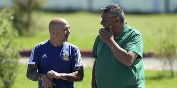 Claudio Tapia y Jorge Sampaoli (Foto: Juan Mabromata/AFP)