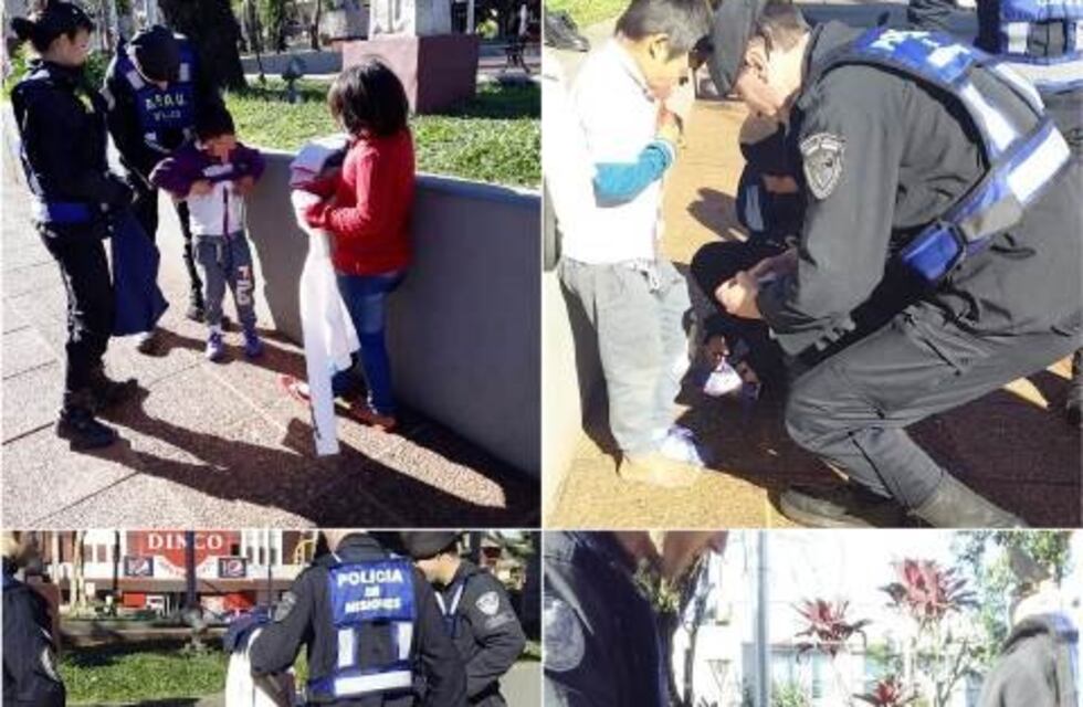Policías asistieron y abrigaron a hermanitos que pasaban frío en la calle