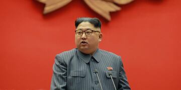 FILE - In this Dec\u002E 23, 2017, file photo distributed on Dec\u002E 24, 2017, by the North Korean government, North Korean leader Kim Jong Un speaks during the conference of cell chairpersons of the ruling party in Pyongyang\u002E  Kim said the United States should be aware that his country's nuclear forces are now a reality, not a threat\u002E Kim was speaking in his New Year's Day address\u002E  Independent journalists were not given access to cover the event depicted in this image distributed by the North Korean government\u002E The content of this image is as provided and cannot be independently verified\u002E Korean language watermark on image as provided by source reads: \