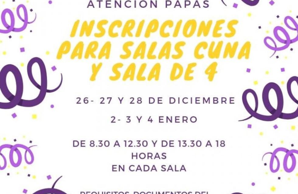 Abren inscripciones para salas cuna y salas de 4 en Saldán