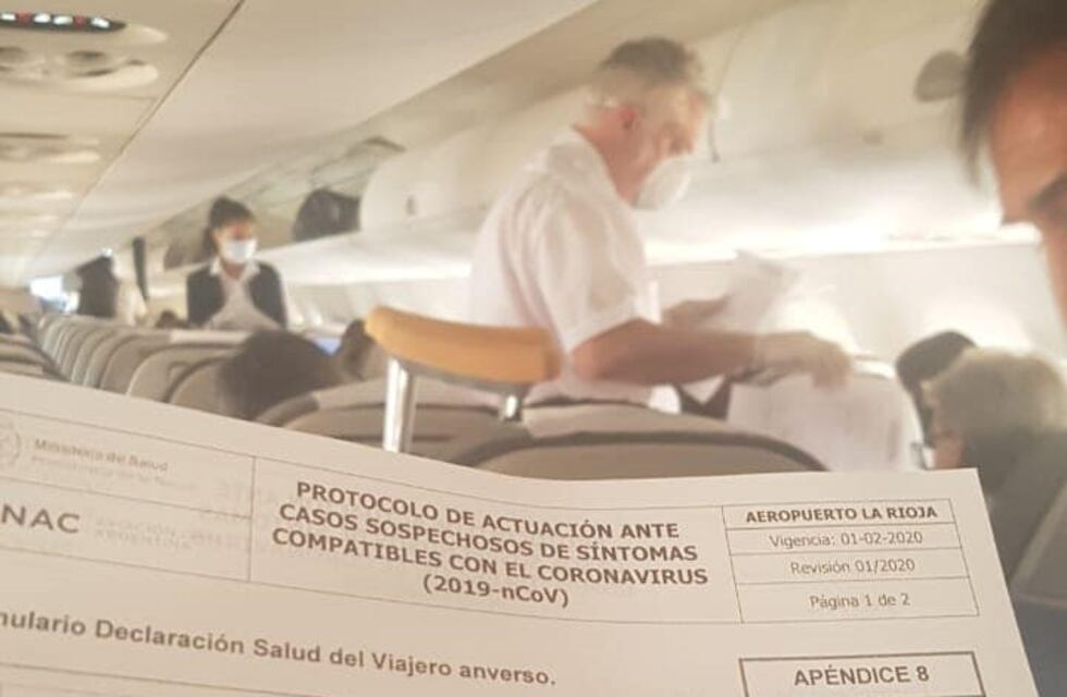 Coronavirus: activan protocolo de seguridad en vuelo procedente de Buenos Aires