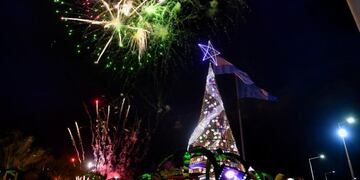 El árbol de navidad que está en la plaza de las banderas tiene 33 metros de altura