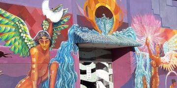 El mural que impacta a los turistas en Uspallata, Mendoza