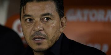 Argentina's River Plate coach Marcelo Gallardo gestures during the Copa Libertadores group A football match against Peru's Alianza Lima at the Monumental stadium in Buenos Aires, Argentina, on April 11, 2019\u002E (Photo by JUAN MABROMATA / AFP) ciudad de buenos aires futbol copa libertadores 2019 partido river plate vs alianza lima