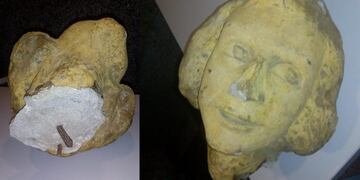 Por el momento deben analizar si se trata de la cabeza original de la estatua. (Foto: Gentileza Juan José Torres)