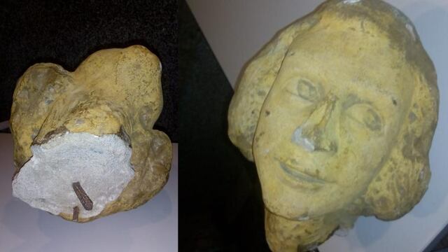 Por el momento deben analizar si se trata de la cabeza original de la estatua. (Foto: Gentileza Juan José Torres)