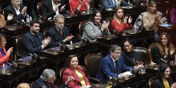 El bloque de diputados del Frente de Todos espera la convocatoria a sesiones extraordinarias. Foto: Federico López Claro.
