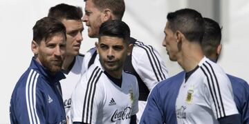 Messi en el entrenamiento previo al partido con Croacia