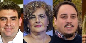 Candidatos: Martín Kerchner (Cambia Mendoza), Gabriela Figueroa (Vamos Mendocinos), Helio Perviu (Frente de Todos), Andrea Blandini (Partido Verde).