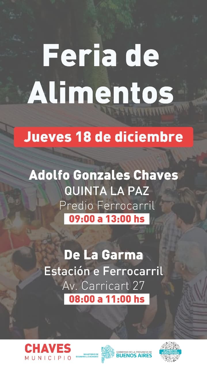 Nueva edición de la Feria de Alimentos en Gonzales Chaves y De la Garma