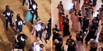 "Espalda con espalda": así bailan durante una fiesta de egresados